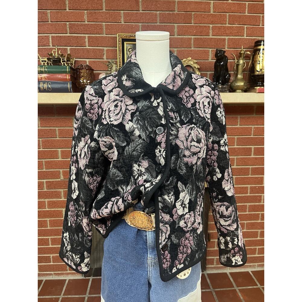 Whimsy goth Rose Blazer Jacket Coat Grunge Cottage Core Grandma Eclectic